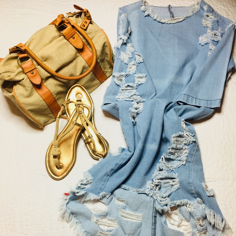 Denim Distressed Dress